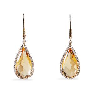 Yellow Citrine Teardrop Earrings